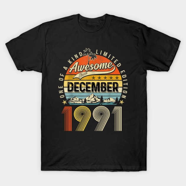 Awesome Since December 1991 Vintage 32nd Birthday T-Shirt by Vintage White Rose Bouquets